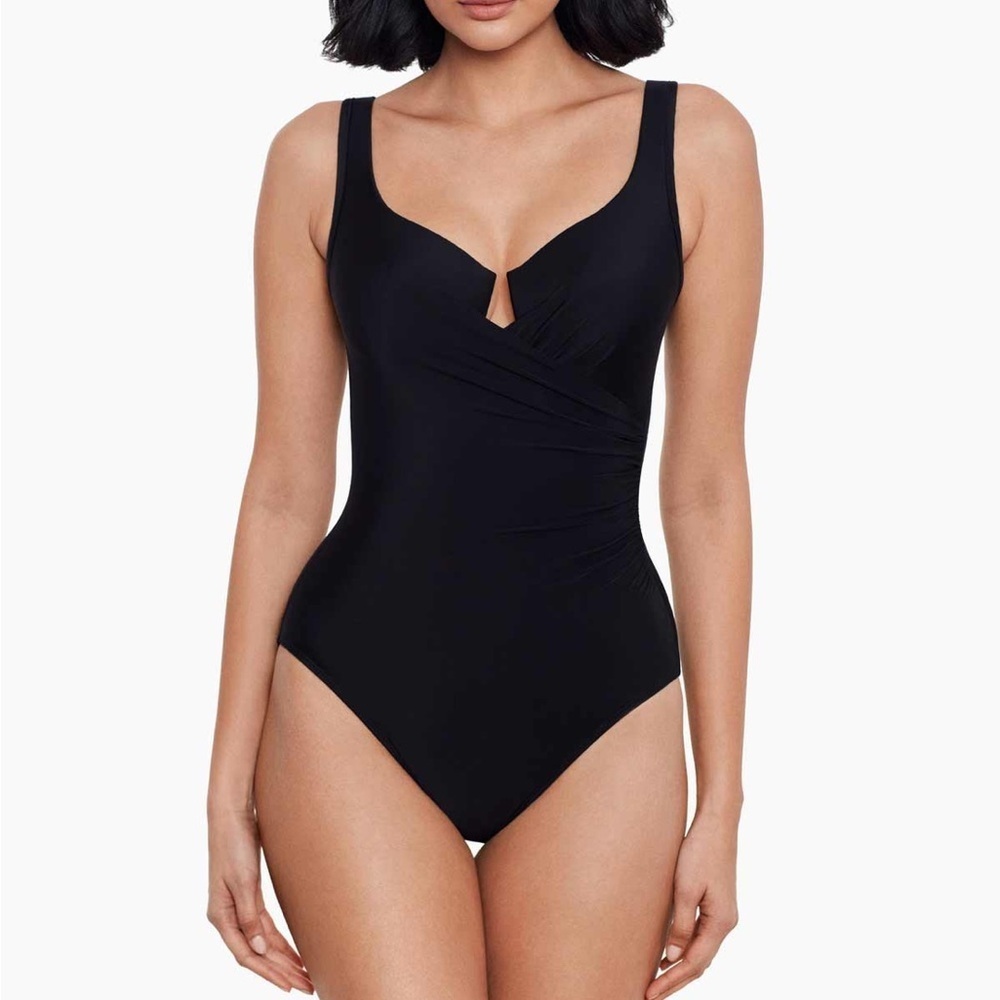 Miraclesuit Womens black escape one piece swimsuit 18 NWT